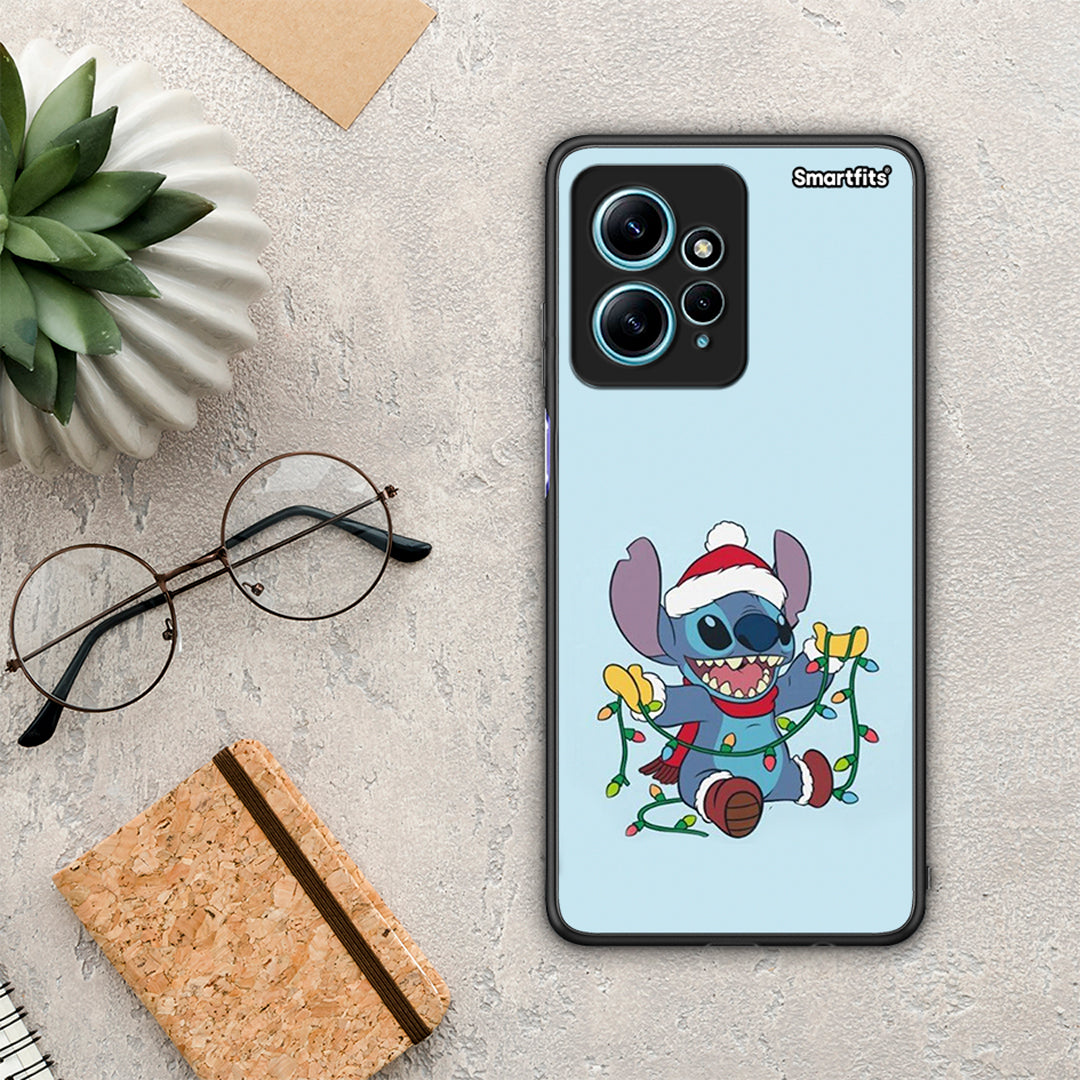 Θήκη Xiaomi Redmi Note 12 4G / Redmi K60 Pro Santa Stich από τη Smartfits με σχέδιο στο πίσω μέρος και μαύρο περίβλημα | Xiaomi Redmi Note 12 4G / Redmi K60 Pro Santa Stich Case with Colorful Back and Black Bezels