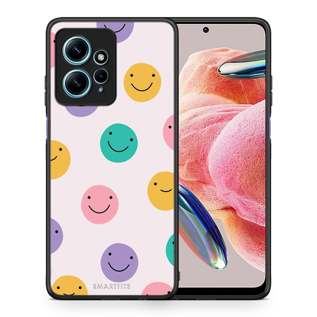 Θήκη Xiaomi Redmi Note 12 4G / Redmi K60 Pro Smiley Faces από τη Smartfits με σχέδιο στο πίσω μέρος και μαύρο περίβλημα | Xiaomi Redmi Note 12 4G / Redmi K60 Pro Smiley Faces Case with Colorful Back and Black Bezels