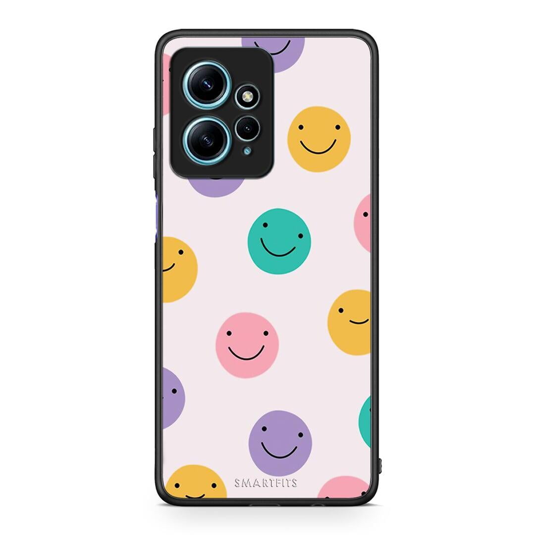 Θήκη Xiaomi Redmi Note 12 4G / Redmi K60 Pro Smiley Faces από τη Smartfits με σχέδιο στο πίσω μέρος και μαύρο περίβλημα | Xiaomi Redmi Note 12 4G / Redmi K60 Pro Smiley Faces Case with Colorful Back and Black Bezels