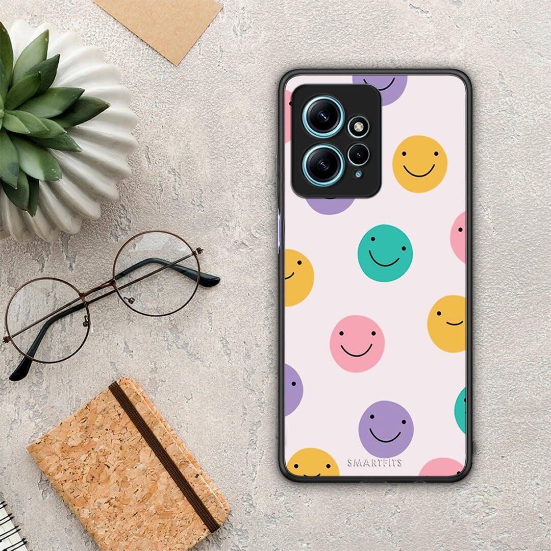 Θήκη Xiaomi Redmi Note 12 4G / Redmi K60 Pro Smiley Faces από τη Smartfits με σχέδιο στο πίσω μέρος και μαύρο περίβλημα | Xiaomi Redmi Note 12 4G / Redmi K60 Pro Smiley Faces Case with Colorful Back and Black Bezels