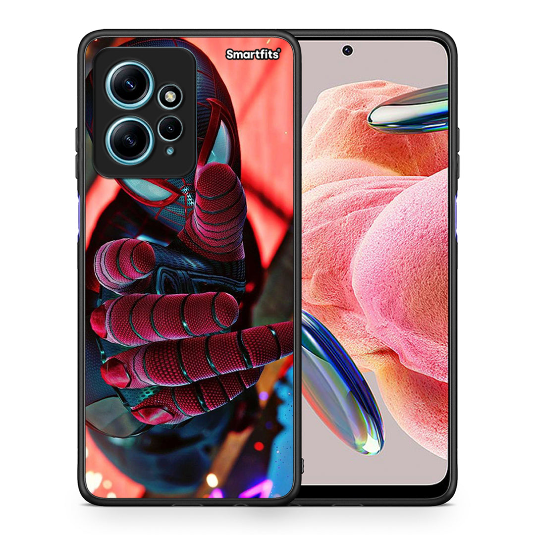 Θήκη Xiaomi Redmi Note 12 4G Spider Hand από τη Smartfits με σχέδιο στο πίσω μέρος και μαύρο περίβλημα | Xiaomi Redmi Note 12 4G Spider Hand Case with Colorful Back and Black Bezels