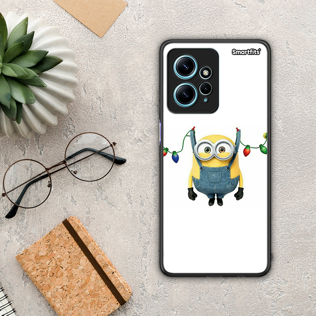 Θήκη Xiaomi Redmi Note 12 4G / Redmi K60 Pro Xmas Minion Lights από τη Smartfits με σχέδιο στο πίσω μέρος και μαύρο περίβλημα | Xiaomi Redmi Note 12 4G / Redmi K60 Pro Xmas Minion Lights Case with Colorful Back and Black Bezels