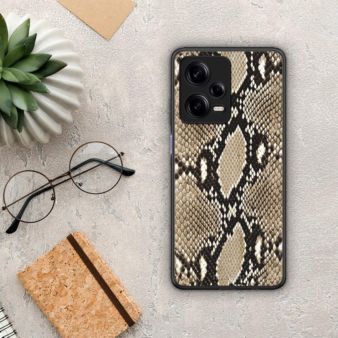 Θήκη Xiaomi Redmi Note 12 Pro 5G Animal Fashion Snake από τη Smartfits με σχέδιο στο πίσω μέρος και μαύρο περίβλημα | Xiaomi Redmi Note 12 Pro 5G Animal Fashion Snake Case with Colorful Back and Black Bezels