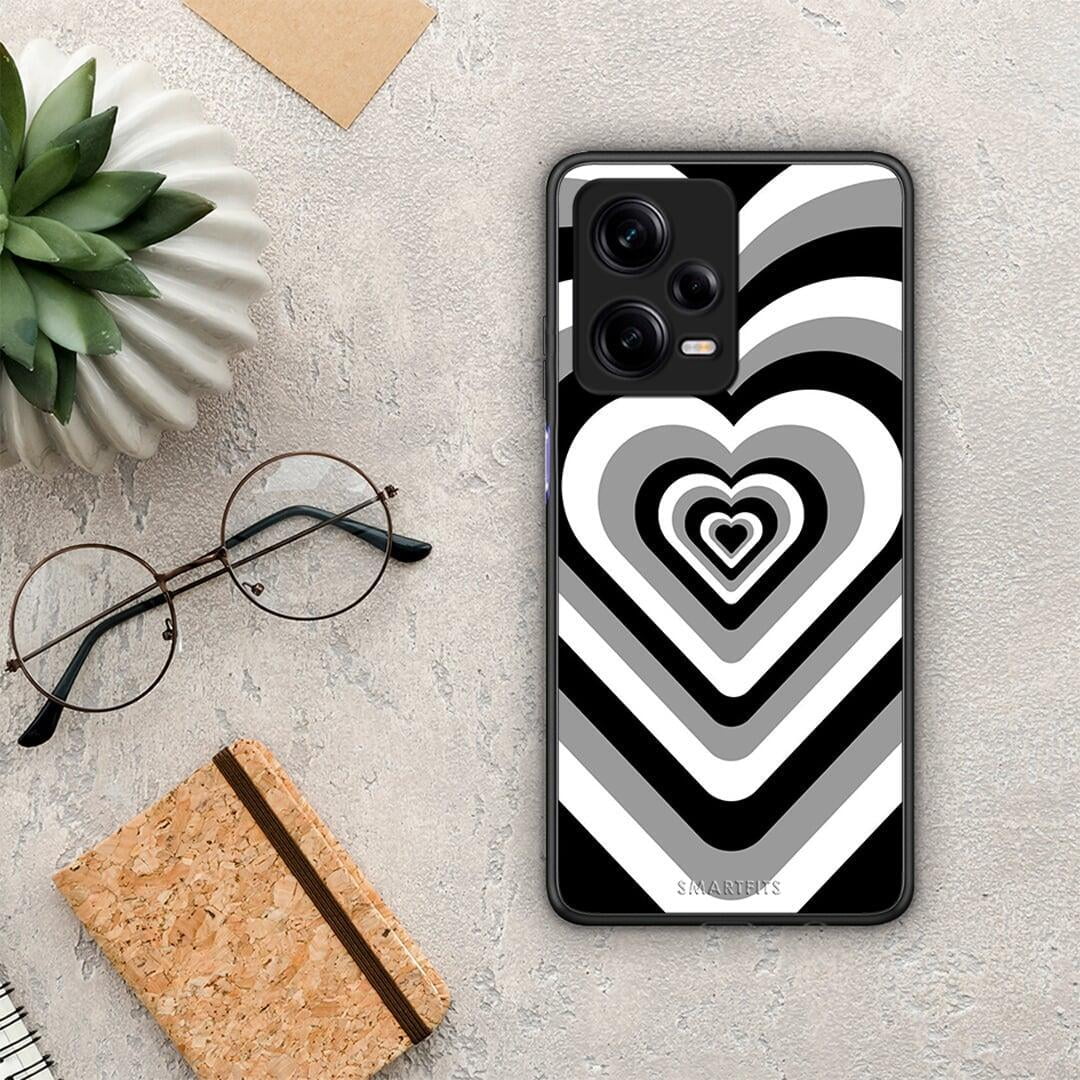 Θήκη Xiaomi Redmi Note 12 Pro 5G Black Hearts από τη Smartfits με σχέδιο στο πίσω μέρος και μαύρο περίβλημα | Xiaomi Redmi Note 12 Pro 5G Black Hearts Case with Colorful Back and Black Bezels