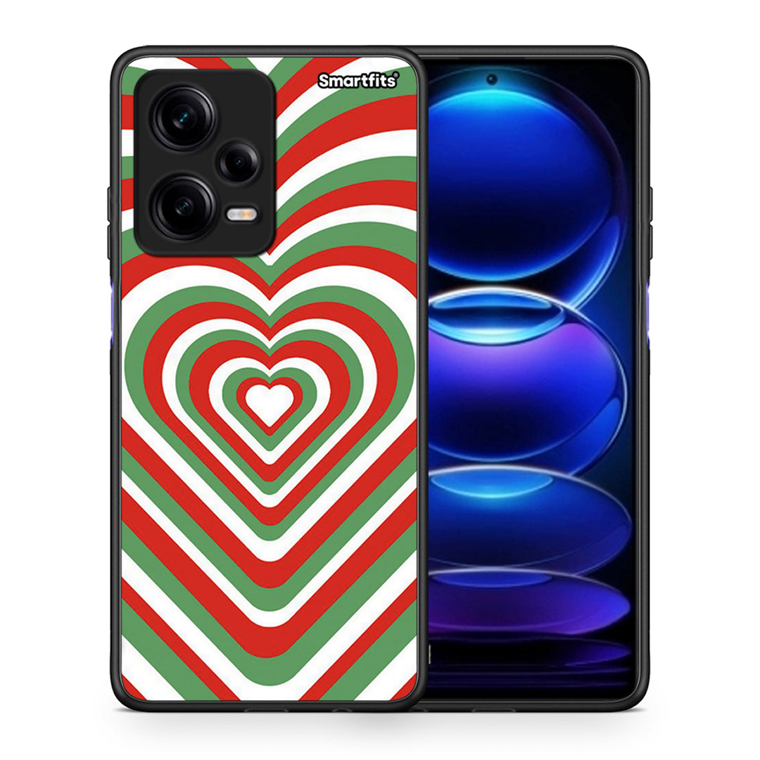 Θήκη Xiaomi Redmi Note 12 Pro 5G Christmas Hearts από τη Smartfits με σχέδιο στο πίσω μέρος και μαύρο περίβλημα | Xiaomi Redmi Note 12 Pro 5G Christmas Hearts Case with Colorful Back and Black Bezels