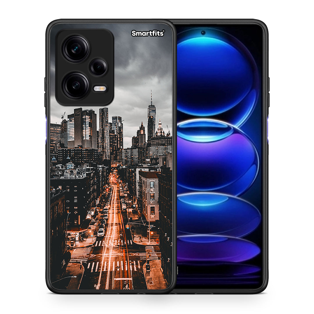 Θήκη Xiaomi Redmi Note 12 Pro 5G City Lights από τη Smartfits με σχέδιο στο πίσω μέρος και μαύρο περίβλημα | Xiaomi Redmi Note 12 Pro 5G City Lights Case with Colorful Back and Black Bezels