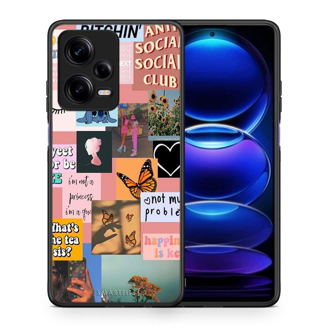 Θήκη Xiaomi Redmi Note 12 Pro 5G Collage Bitchin από τη Smartfits με σχέδιο στο πίσω μέρος και μαύρο περίβλημα | Xiaomi Redmi Note 12 Pro 5G Collage Bitchin Case with Colorful Back and Black Bezels