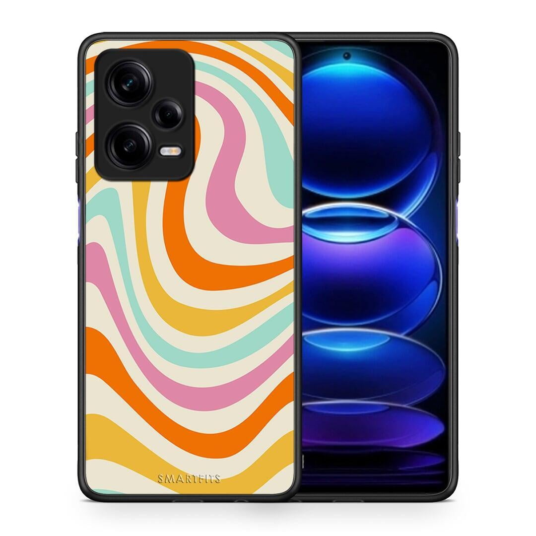 Θήκη Xiaomi Redmi Note 12 Pro 5G Colourful Waves από τη Smartfits με σχέδιο στο πίσω μέρος και μαύρο περίβλημα | Xiaomi Redmi Note 12 Pro 5G Colourful Waves Case with Colorful Back and Black Bezels