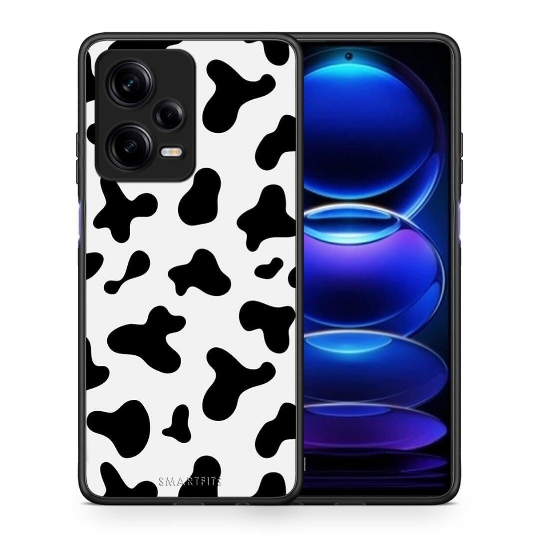 Θήκη Xiaomi Redmi Note 12 Pro 5G Cow Print από τη Smartfits με σχέδιο στο πίσω μέρος και μαύρο περίβλημα | Xiaomi Redmi Note 12 Pro 5G Cow Print Case with Colorful Back and Black Bezels