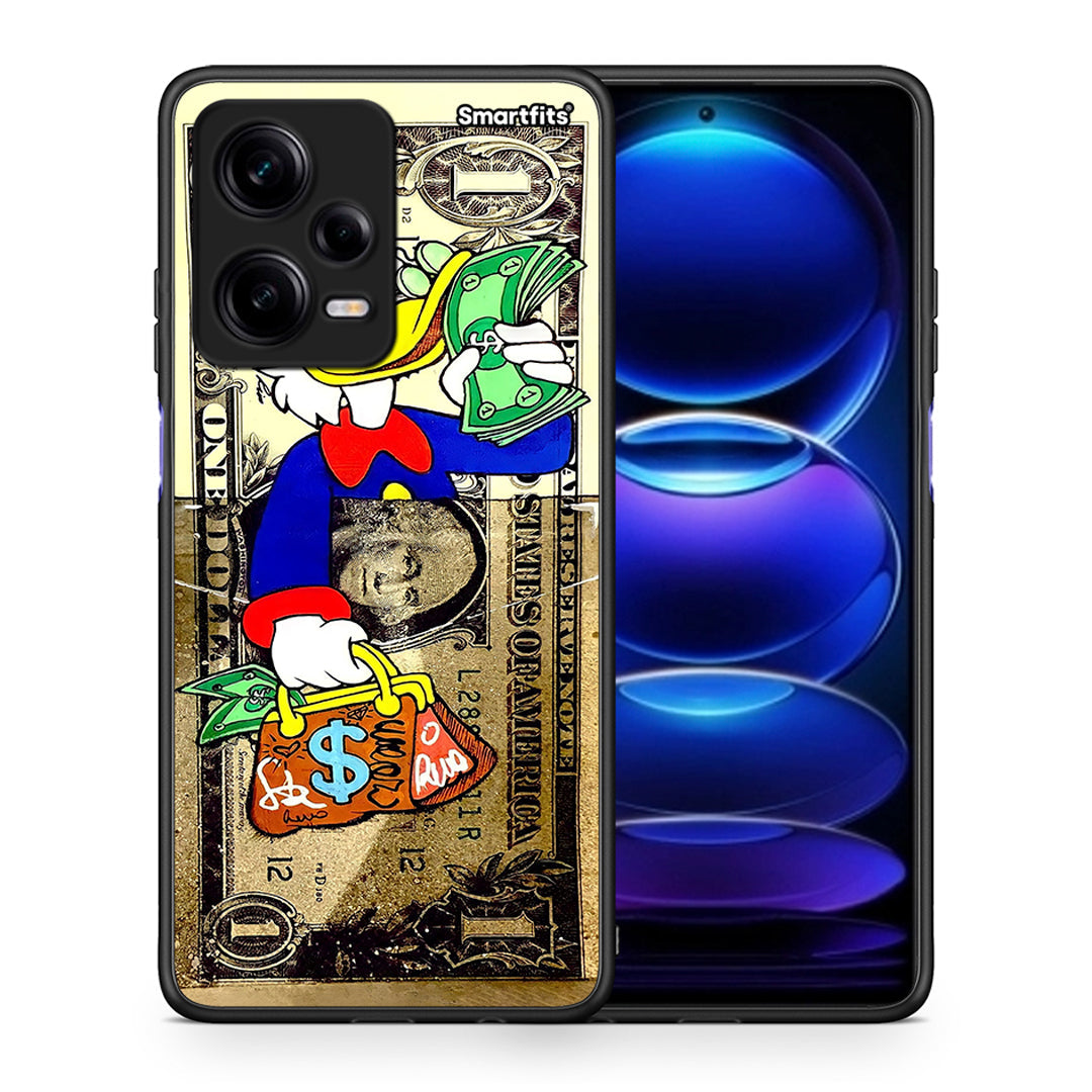 Θήκη Xiaomi Redmi Note 12 Pro 5G Duck Money από τη Smartfits με σχέδιο στο πίσω μέρος και μαύρο περίβλημα | Xiaomi Redmi Note 12 Pro 5G Duck Money Case with Colorful Back and Black Bezels