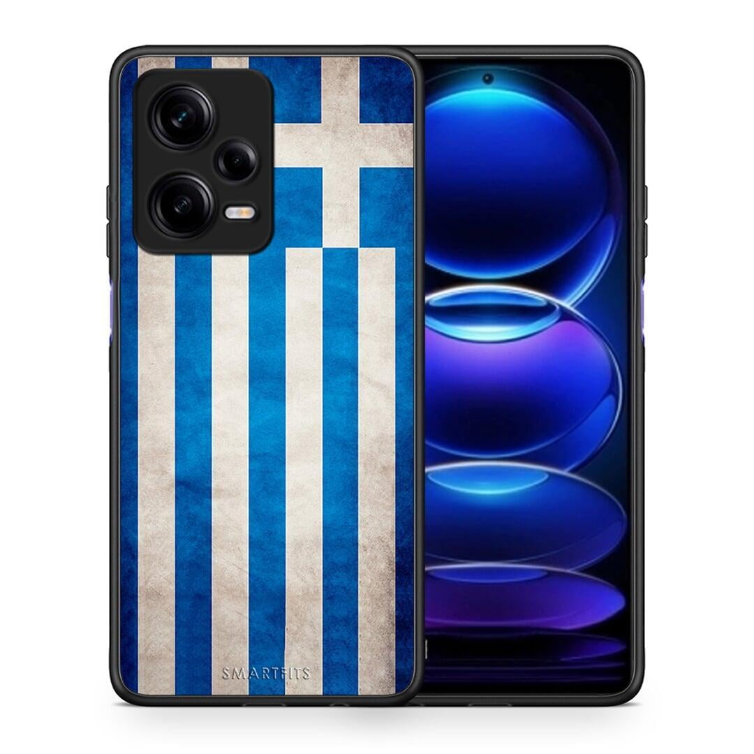 Θήκη Xiaomi Redmi Note 12 Pro 5G Flag Greek από τη Smartfits με σχέδιο στο πίσω μέρος και μαύρο περίβλημα | Xiaomi Redmi Note 12 Pro 5G Flag Greek Case with Colorful Back and Black Bezels