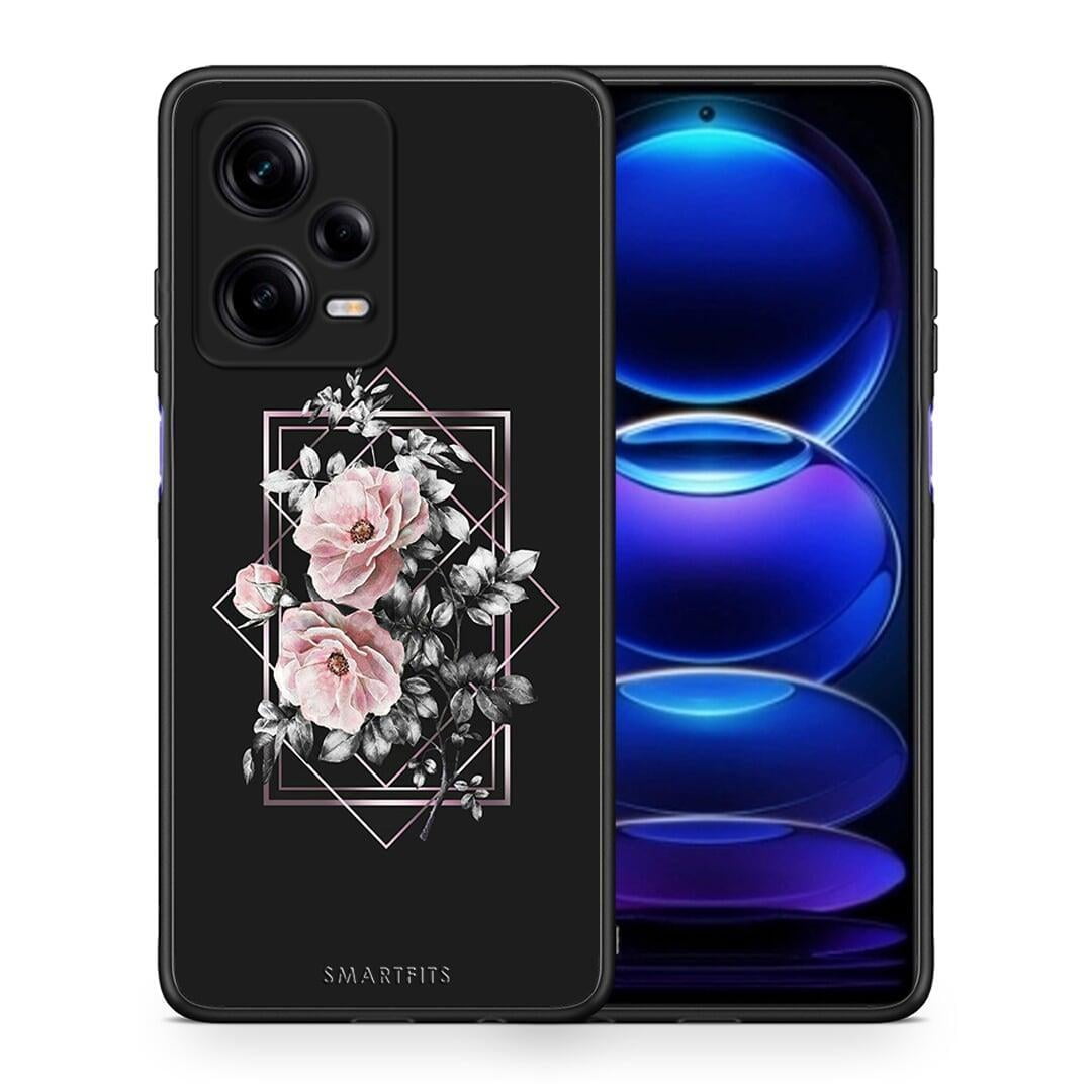 Θήκη Xiaomi Redmi Note 12 Pro 5G Flower Frame από τη Smartfits με σχέδιο στο πίσω μέρος και μαύρο περίβλημα | Xiaomi Redmi Note 12 Pro 5G Flower Frame Case with Colorful Back and Black Bezels