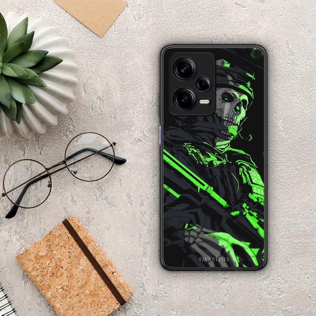 Θήκη Xiaomi Redmi Note 12 Pro 5G Green Soldier από τη Smartfits με σχέδιο στο πίσω μέρος και μαύρο περίβλημα | Xiaomi Redmi Note 12 Pro 5G Green Soldier Case with Colorful Back and Black Bezels