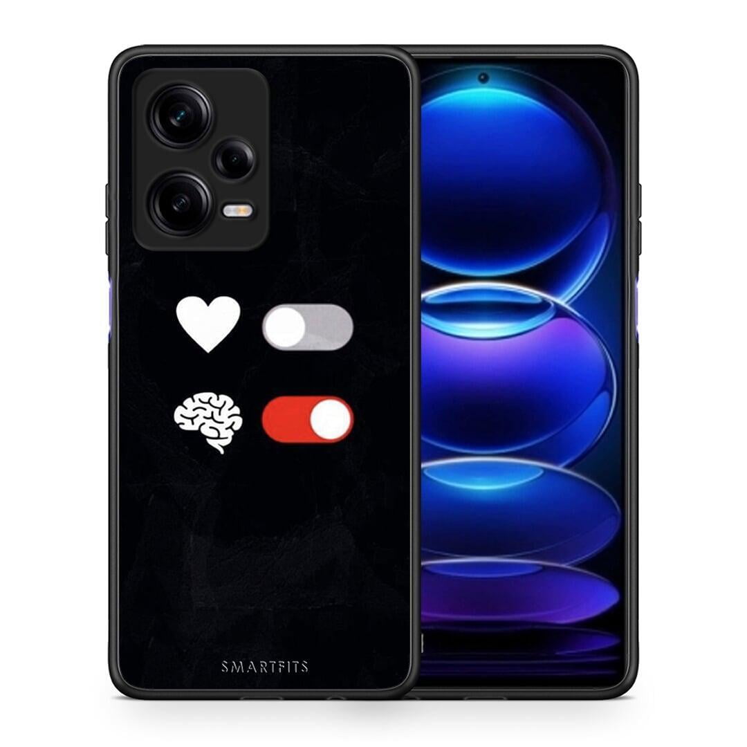 Θήκη Xiaomi Redmi Note 12 Pro 5G Heart Vs Brain από τη Smartfits με σχέδιο στο πίσω μέρος και μαύρο περίβλημα | Xiaomi Redmi Note 12 Pro 5G Heart Vs Brain Case with Colorful Back and Black Bezels