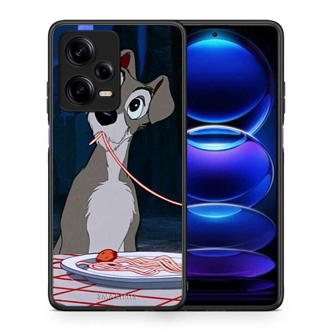 Θήκη Xiaomi Redmi Note 12 Pro 5G Lady And Tramp 1 από τη Smartfits με σχέδιο στο πίσω μέρος και μαύρο περίβλημα | Xiaomi Redmi Note 12 Pro 5G Lady And Tramp 1 Case with Colorful Back and Black Bezels