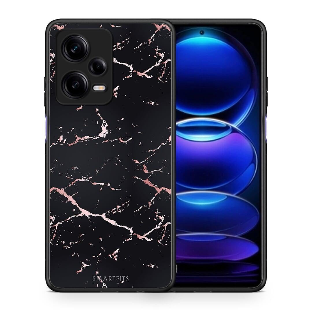 Θήκη Xiaomi Redmi Note 12 Pro 5G Marble Black Rosegold από τη Smartfits με σχέδιο στο πίσω μέρος και μαύρο περίβλημα | Xiaomi Redmi Note 12 Pro 5G Marble Black Rosegold Case with Colorful Back and Black Bezels