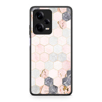 Thumbnail for Θήκη Xiaomi Redmi Note 12 Pro 5G Marble Hexagon Pink από τη Smartfits με σχέδιο στο πίσω μέρος και μαύρο περίβλημα | Xiaomi Redmi Note 12 Pro 5G Marble Hexagon Pink Case with Colorful Back and Black Bezels