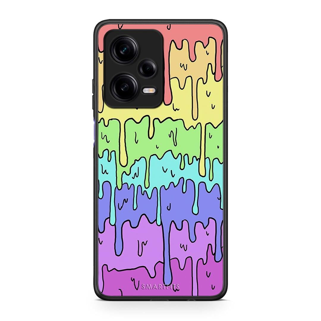 Θήκη Xiaomi Redmi Note 12 Pro 5G Melting Rainbow από τη Smartfits με σχέδιο στο πίσω μέρος και μαύρο περίβλημα | Xiaomi Redmi Note 12 Pro 5G Melting Rainbow Case with Colorful Back and Black Bezels