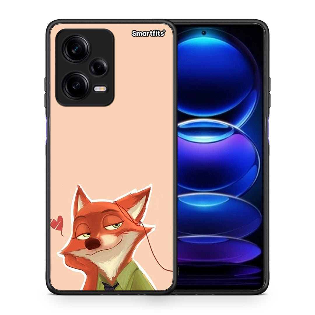 Θήκη Xiaomi Redmi Note 12 Pro 5G Nick Wilde And Judy Hopps Love 1 από τη Smartfits με σχέδιο στο πίσω μέρος και μαύρο περίβλημα | Xiaomi Redmi Note 12 Pro 5G Nick Wilde And Judy Hopps Love 1 Case with Colorful Back and Black Bezels