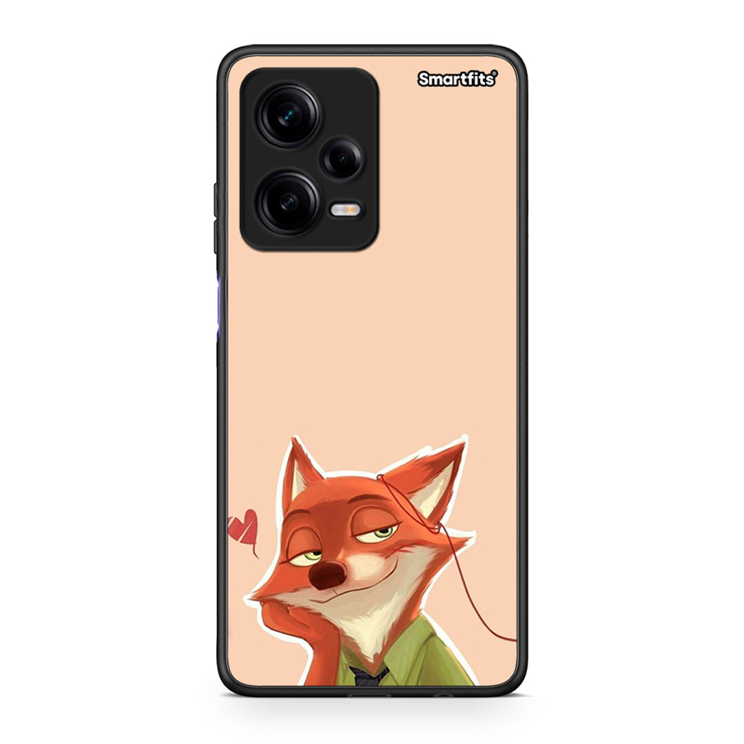 Θήκη Xiaomi Redmi Note 12 Pro 5G Nick Wilde And Judy Hopps Love 1 από τη Smartfits με σχέδιο στο πίσω μέρος και μαύρο περίβλημα | Xiaomi Redmi Note 12 Pro 5G Nick Wilde And Judy Hopps Love 1 Case with Colorful Back and Black Bezels