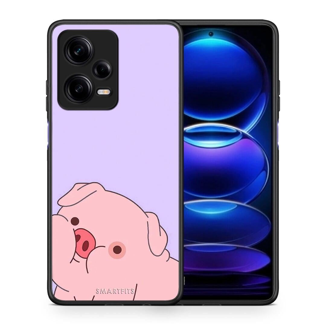 Θήκη Xiaomi Redmi Note 12 Pro 5G Pig Love 2 από τη Smartfits με σχέδιο στο πίσω μέρος και μαύρο περίβλημα | Xiaomi Redmi Note 12 Pro 5G Pig Love 2 Case with Colorful Back and Black Bezels