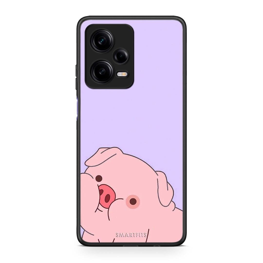 Θήκη Xiaomi Redmi Note 12 Pro 5G Pig Love 2 από τη Smartfits με σχέδιο στο πίσω μέρος και μαύρο περίβλημα | Xiaomi Redmi Note 12 Pro 5G Pig Love 2 Case with Colorful Back and Black Bezels