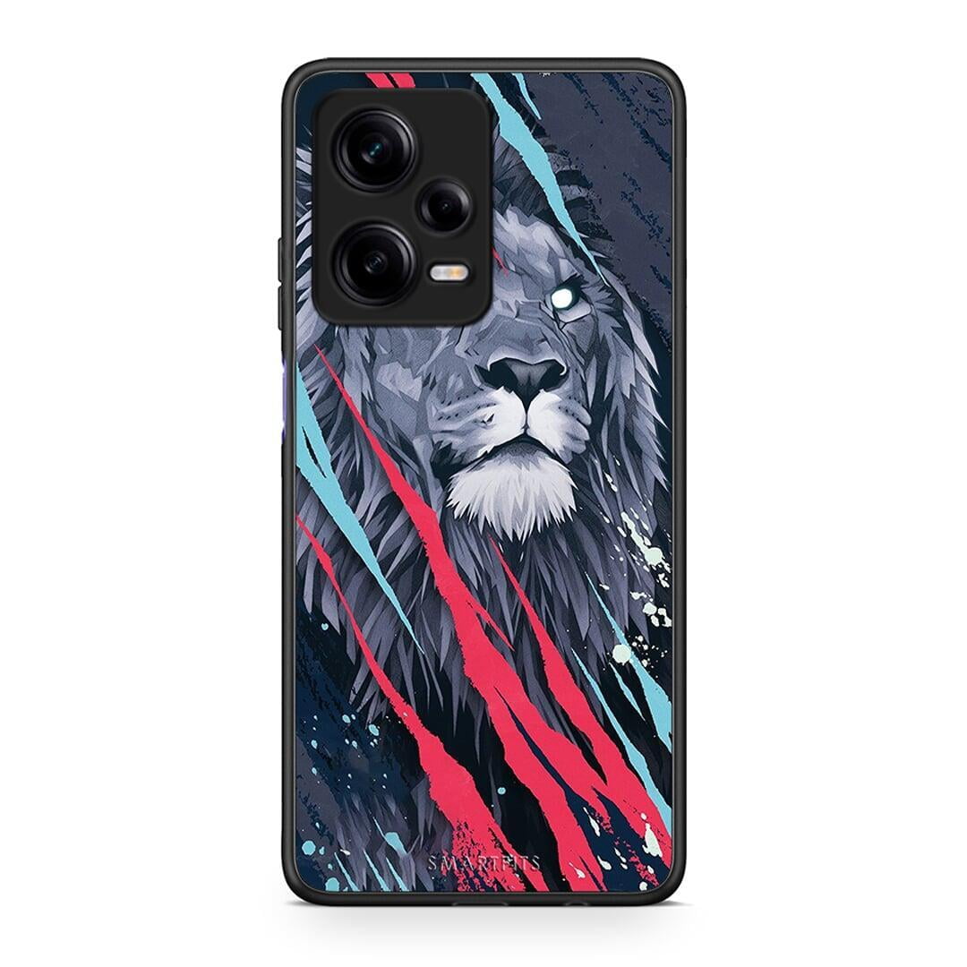 Θήκη Xiaomi Redmi Note 12 Pro 5G PopArt Lion Designer από τη Smartfits με σχέδιο στο πίσω μέρος και μαύρο περίβλημα | Xiaomi Redmi Note 12 Pro 5G PopArt Lion Designer Case with Colorful Back and Black Bezels