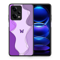 Thumbnail for Θήκη Xiaomi Redmi Note 12 Pro 5G Purple Mariposa από τη Smartfits με σχέδιο στο πίσω μέρος και μαύρο περίβλημα | Xiaomi Redmi Note 12 Pro 5G Purple Mariposa Case with Colorful Back and Black Bezels