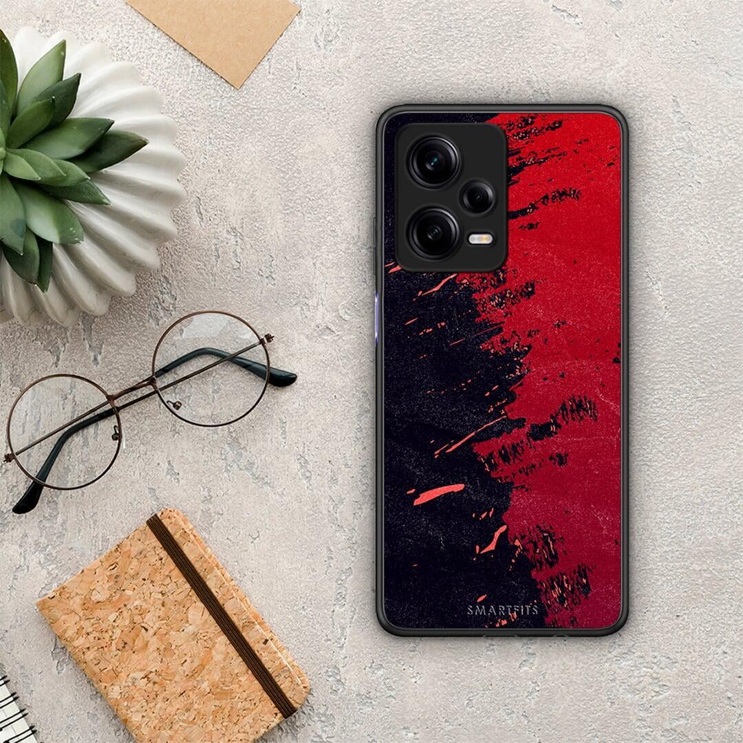 Θήκη Xiaomi Redmi Note 12 Pro 5G Red Paint από τη Smartfits με σχέδιο στο πίσω μέρος και μαύρο περίβλημα | Xiaomi Redmi Note 12 Pro 5G Red Paint Case with Colorful Back and Black Bezels