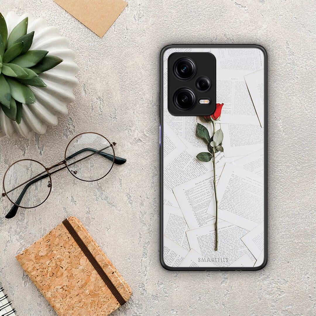 Θήκη Xiaomi Redmi Note 12 Pro 5G Red Rose από τη Smartfits με σχέδιο στο πίσω μέρος και μαύρο περίβλημα | Xiaomi Redmi Note 12 Pro 5G Red Rose Case with Colorful Back and Black Bezels