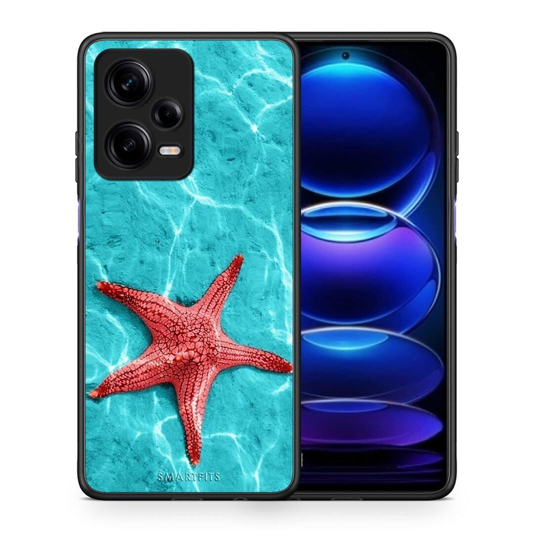 Θήκη Xiaomi Redmi Note 12 Pro 5G Red Starfish από τη Smartfits με σχέδιο στο πίσω μέρος και μαύρο περίβλημα | Xiaomi Redmi Note 12 Pro 5G Red Starfish Case with Colorful Back and Black Bezels