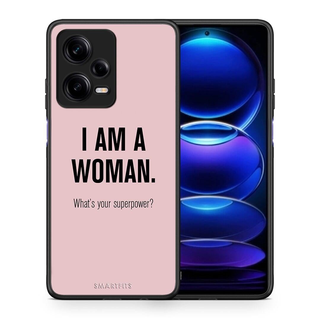 Θήκη Xiaomi Redmi Note 12 Pro 5G Superpower Woman από τη Smartfits με σχέδιο στο πίσω μέρος και μαύρο περίβλημα | Xiaomi Redmi Note 12 Pro 5G Superpower Woman Case with Colorful Back and Black Bezels