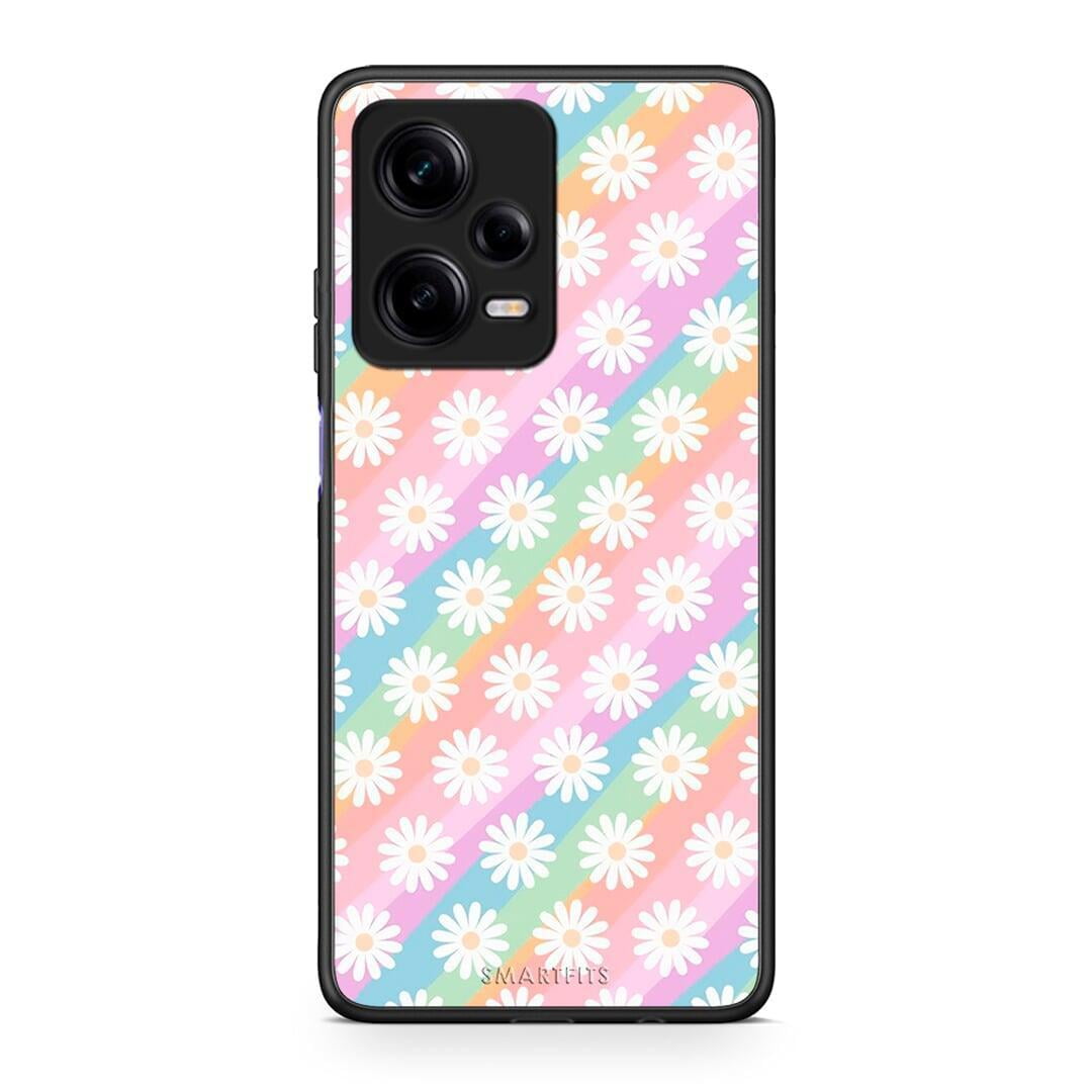 Θήκη Xiaomi Redmi Note 12 Pro 5G White Daisies από τη Smartfits με σχέδιο στο πίσω μέρος και μαύρο περίβλημα | Xiaomi Redmi Note 12 Pro 5G White Daisies Case with Colorful Back and Black Bezels