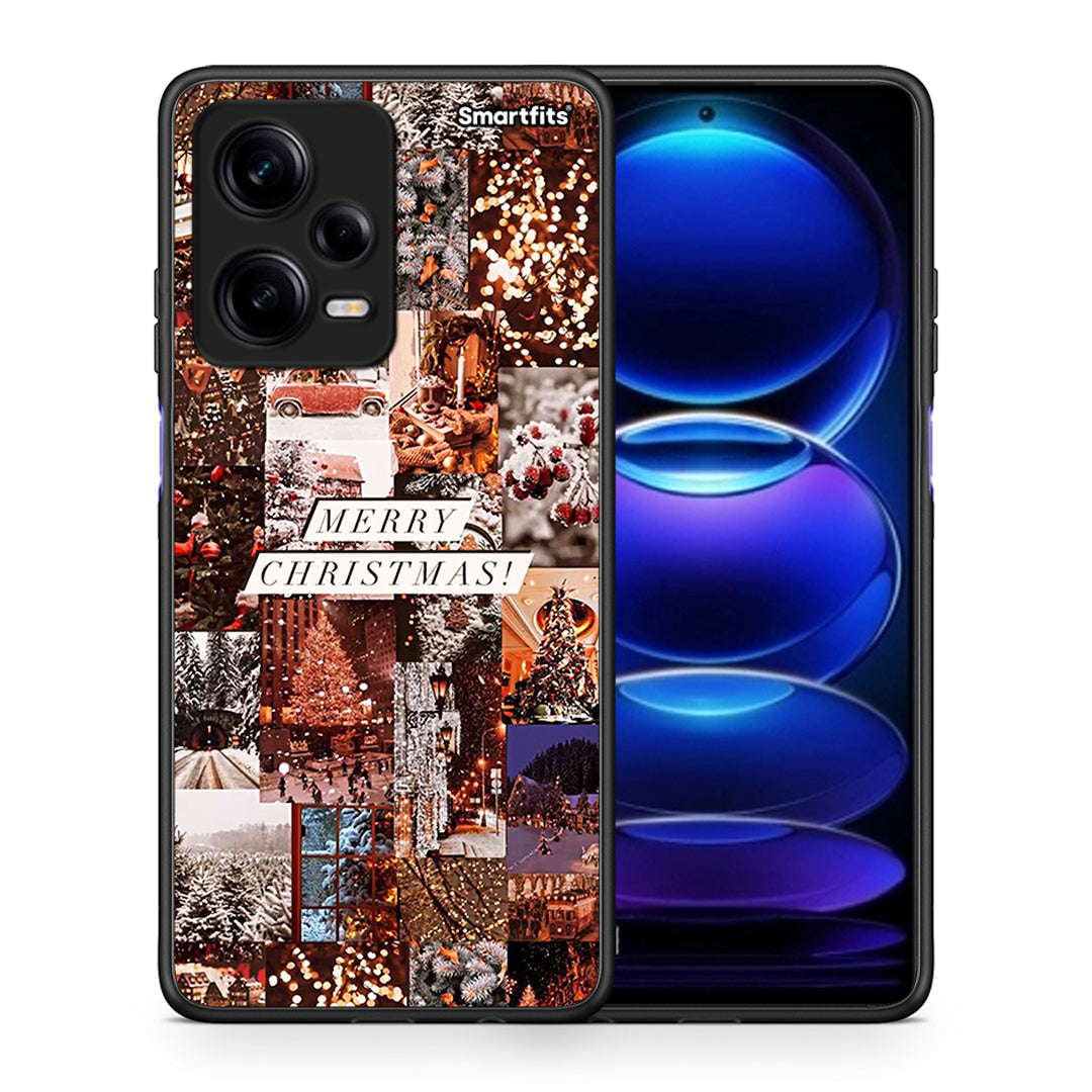 Θήκη Xiaomi Redmi Note 12 Pro 5G Xmas Collage από τη Smartfits με σχέδιο στο πίσω μέρος και μαύρο περίβλημα | Xiaomi Redmi Note 12 Pro 5G Xmas Collage Case with Colorful Back and Black Bezels