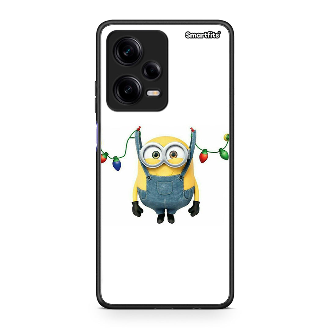 Θήκη Xiaomi Redmi Note 12 Pro 5G Xmas Minion Lights από τη Smartfits με σχέδιο στο πίσω μέρος και μαύρο περίβλημα | Xiaomi Redmi Note 12 Pro 5G Xmas Minion Lights Case with Colorful Back and Black Bezels