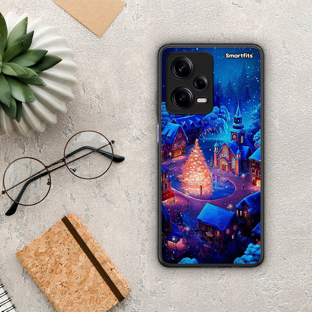 Θήκη Xiaomi Redmi Note 12 Pro 5G Xmas Village από τη Smartfits με σχέδιο στο πίσω μέρος και μαύρο περίβλημα | Xiaomi Redmi Note 12 Pro 5G Xmas Village Case with Colorful Back and Black Bezels