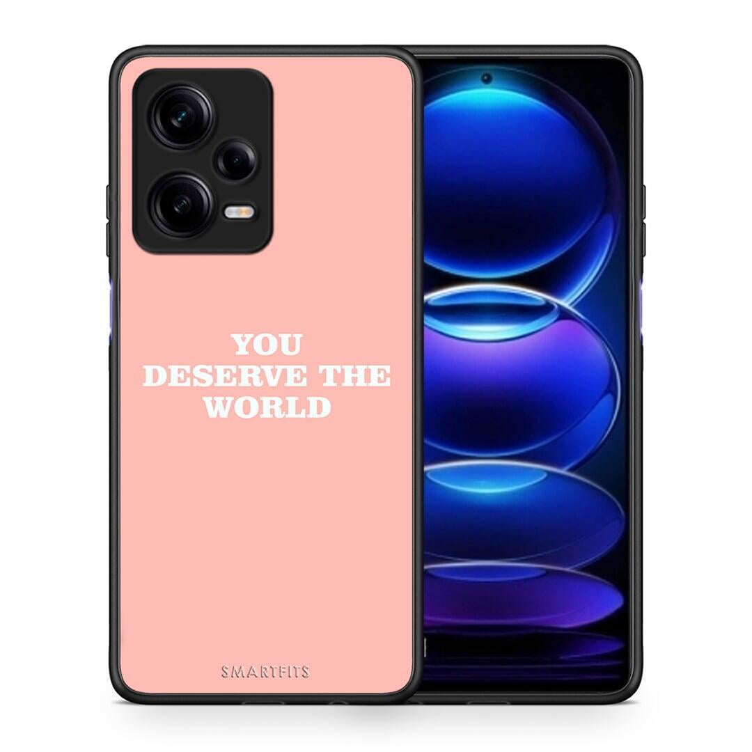 Θήκη Xiaomi Redmi Note 12 Pro 5G You Deserve The World από τη Smartfits με σχέδιο στο πίσω μέρος και μαύρο περίβλημα | Xiaomi Redmi Note 12 Pro 5G You Deserve The World Case with Colorful Back and Black Bezels