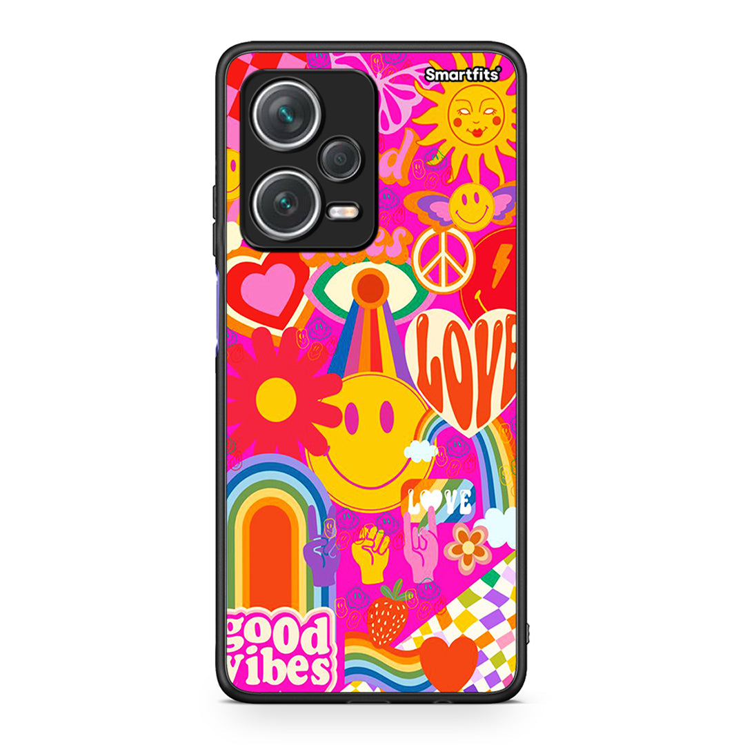 Xiaomi Redmi Note 12 Pro+ / 12 Pro Discovery Hippie Love θήκη από τη Smartfits με σχέδιο στο πίσω μέρος και μαύρο περίβλημα | Smartphone case with colorful back and black bezels by Smartfits