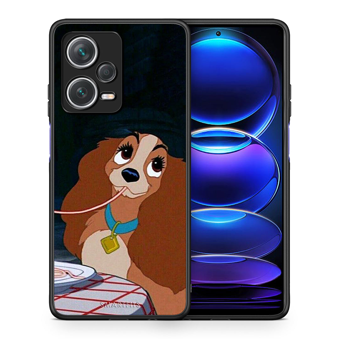Θήκη Αγίου Βαλεντίνου Xiaomi Redmi Note 12 Pro+ / 12 Pro Discovery Lady And Tramp 2 από τη Smartfits με σχέδιο στο πίσω μέρος και μαύρο περίβλημα | Xiaomi Redmi Note 12 Pro+ / 12 Pro Discovery Lady And Tramp 2 case with colorful back and black bezels