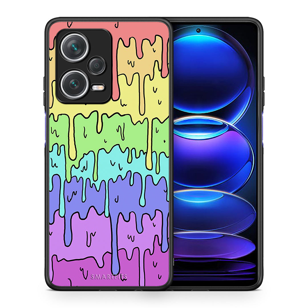 Θήκη Xiaomi Redmi Note 12 Pro+ / 12 Pro Discovery Melting Rainbow από τη Smartfits με σχέδιο στο πίσω μέρος και μαύρο περίβλημα | Xiaomi Redmi Note 12 Pro+ / 12 Pro Discovery Melting Rainbow case with colorful back and black bezels