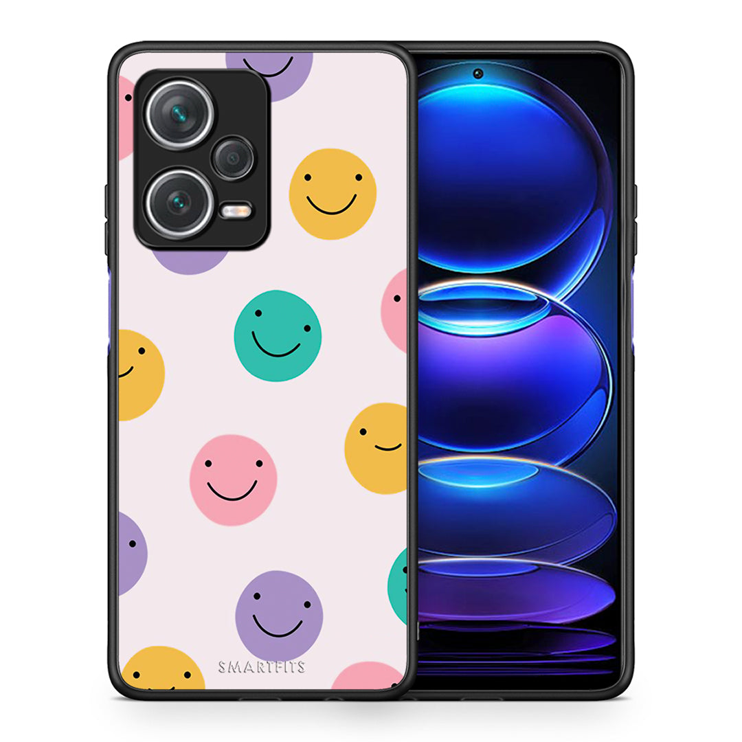 Θήκη Xiaomi Redmi Note 12 Pro+ / 12 Pro Discovery Smiley Faces από τη Smartfits με σχέδιο στο πίσω μέρος και μαύρο περίβλημα | Xiaomi Redmi Note 12 Pro+ / 12 Pro Discovery Smiley Faces case with colorful back and black bezels