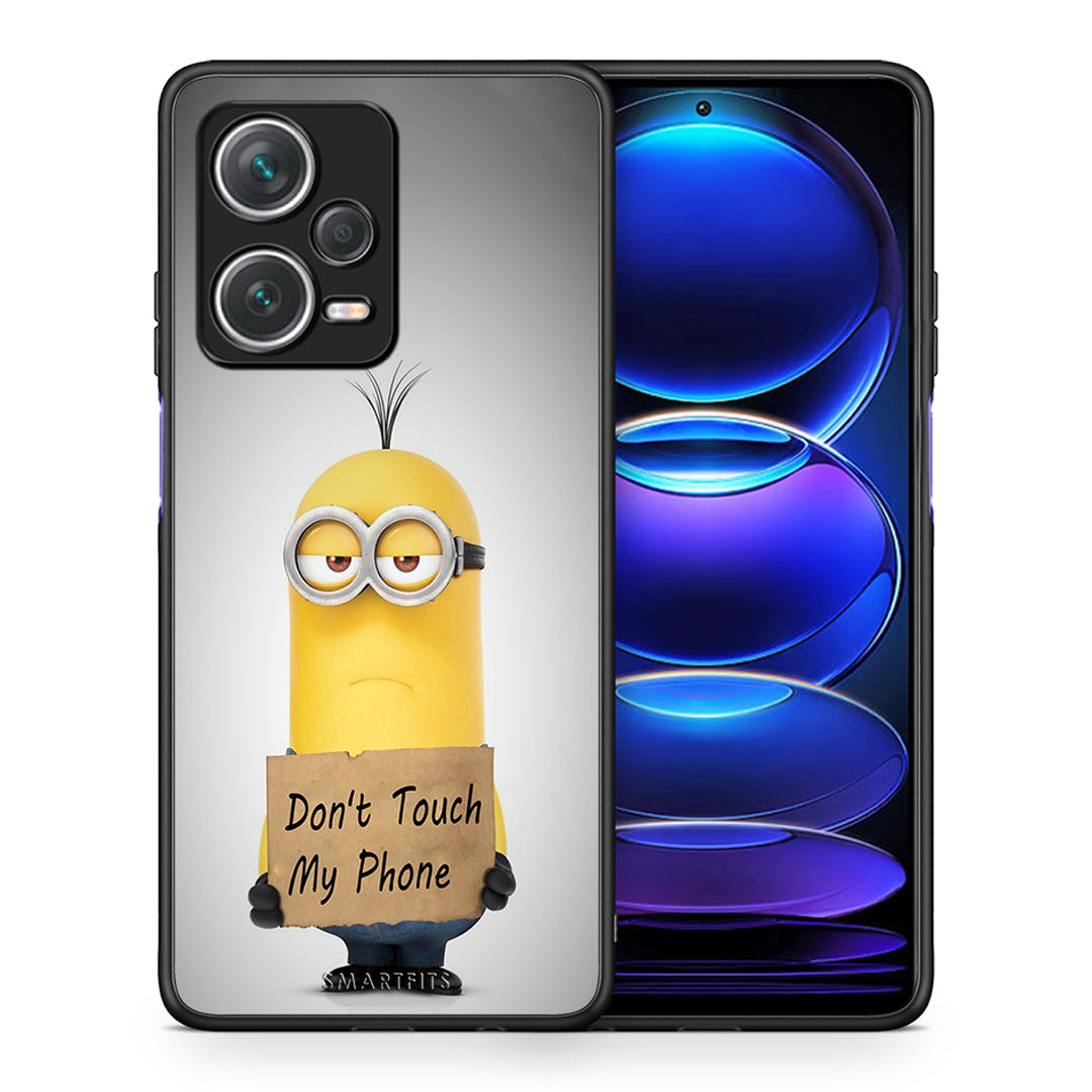 Θήκη Xiaomi Redmi Note 12 Pro+ / 12 Pro Discovery Minion Text από τη Smartfits με σχέδιο στο πίσω μέρος και μαύρο περίβλημα | Xiaomi Redmi Note 12 Pro+ / 12 Pro Discovery Minion Text case with colorful back and black bezels