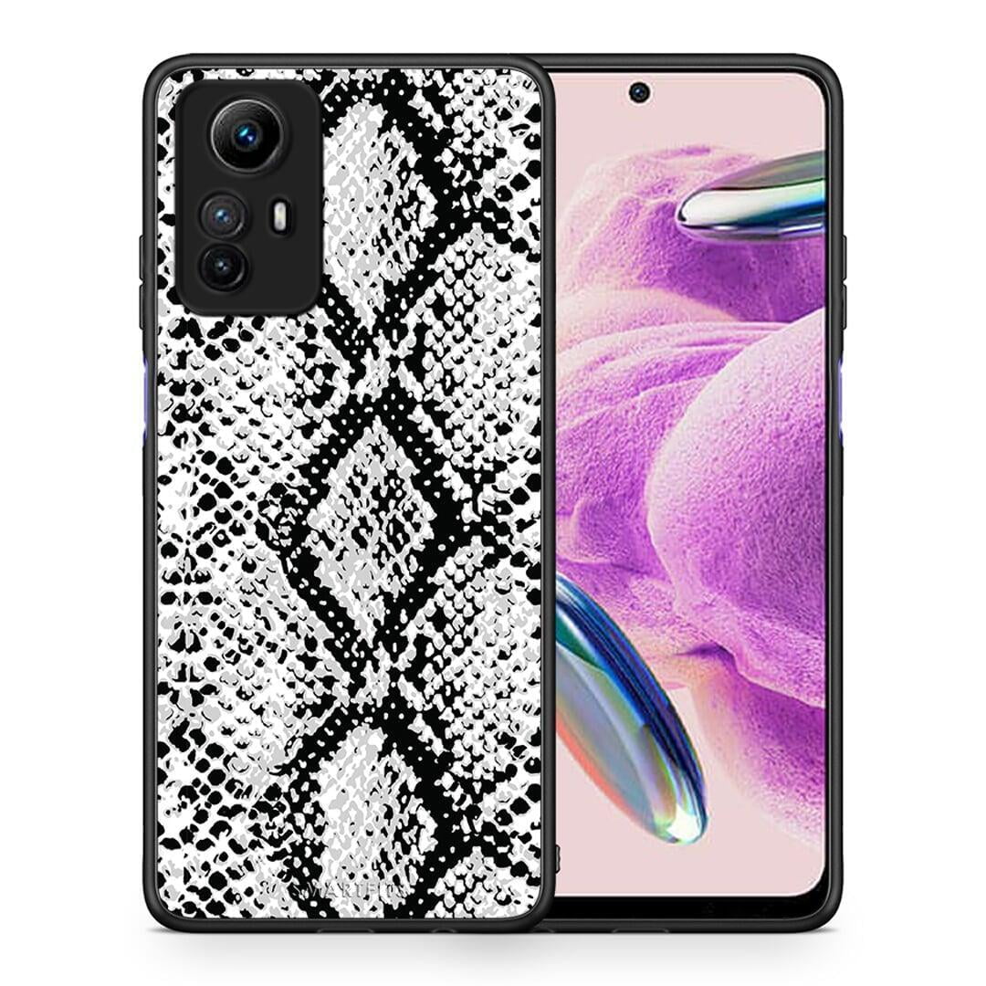 Θήκη Xiaomi Redmi Note 12S / Redmi K60 Pro Animal White Snake από τη Smartfits με σχέδιο στο πίσω μέρος και μαύρο περίβλημα | Xiaomi Redmi Note 12S / Redmi K60 Pro Animal White Snake Case with Colorful Back and Black Bezels