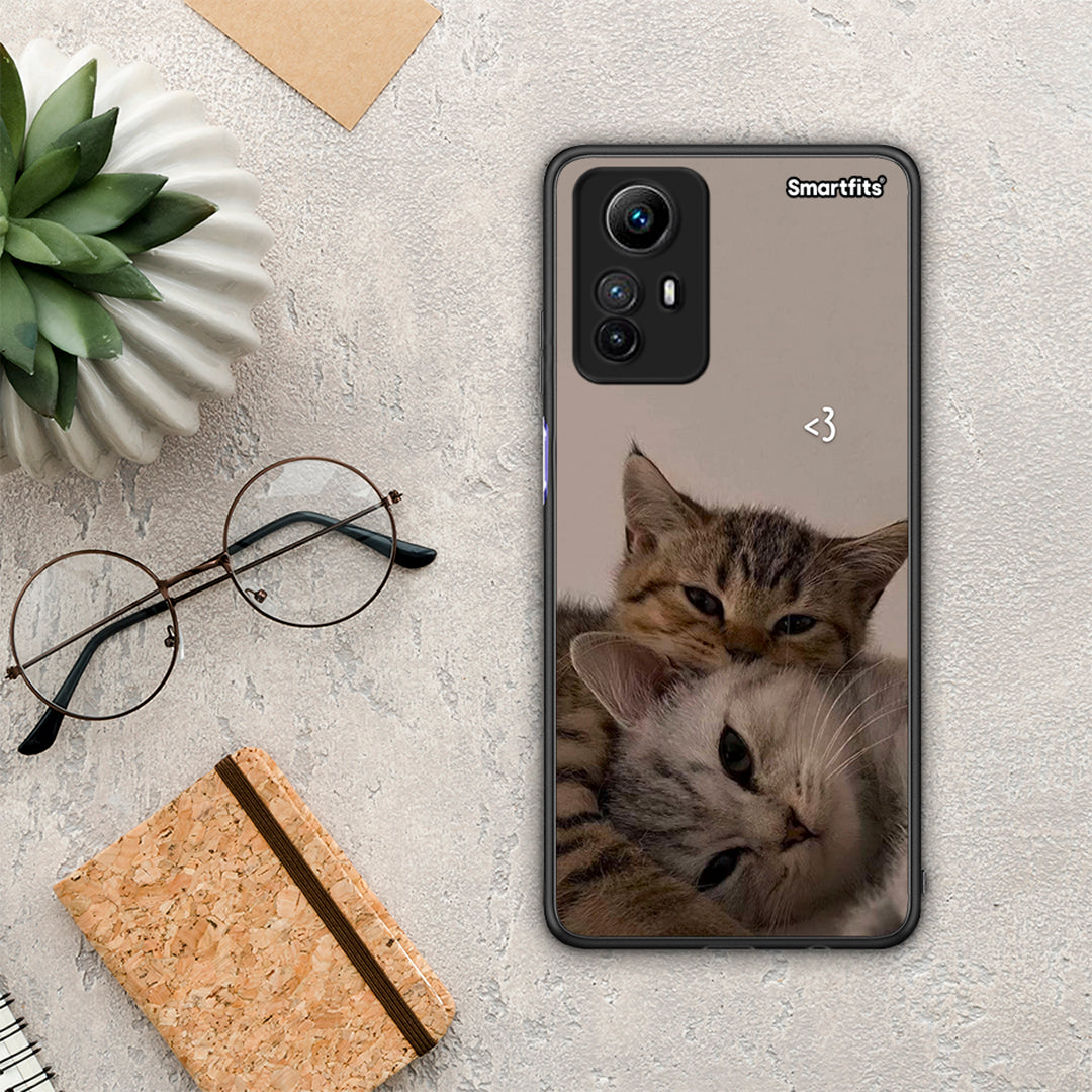 Θήκη Xiaomi Redmi Note 12S Cats In Love από τη Smartfits με σχέδιο στο πίσω μέρος και μαύρο περίβλημα | Xiaomi Redmi Note 12S Cats In Love Case with Colorful Back and Black Bezels