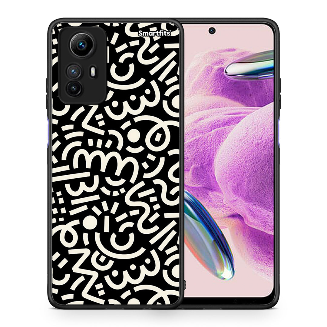 Θήκη Xiaomi Redmi Note 12S Doodle Art από τη Smartfits με σχέδιο στο πίσω μέρος και μαύρο περίβλημα | Xiaomi Redmi Note 12S Doodle Art Case with Colorful Back and Black Bezels