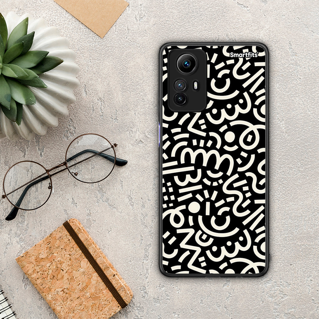 Θήκη Xiaomi Redmi Note 12S Doodle Art από τη Smartfits με σχέδιο στο πίσω μέρος και μαύρο περίβλημα | Xiaomi Redmi Note 12S Doodle Art Case with Colorful Back and Black Bezels