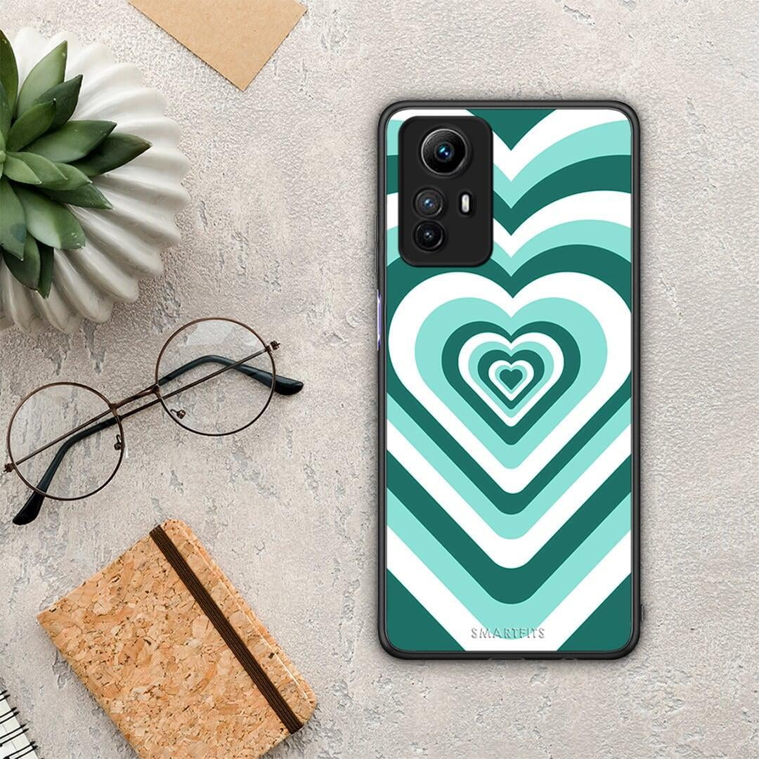 Θήκη Xiaomi Redmi Note 12S / Redmi K60 Pro Green Hearts από τη Smartfits με σχέδιο στο πίσω μέρος και μαύρο περίβλημα | Xiaomi Redmi Note 12S / Redmi K60 Pro Green Hearts Case with Colorful Back and Black Bezels