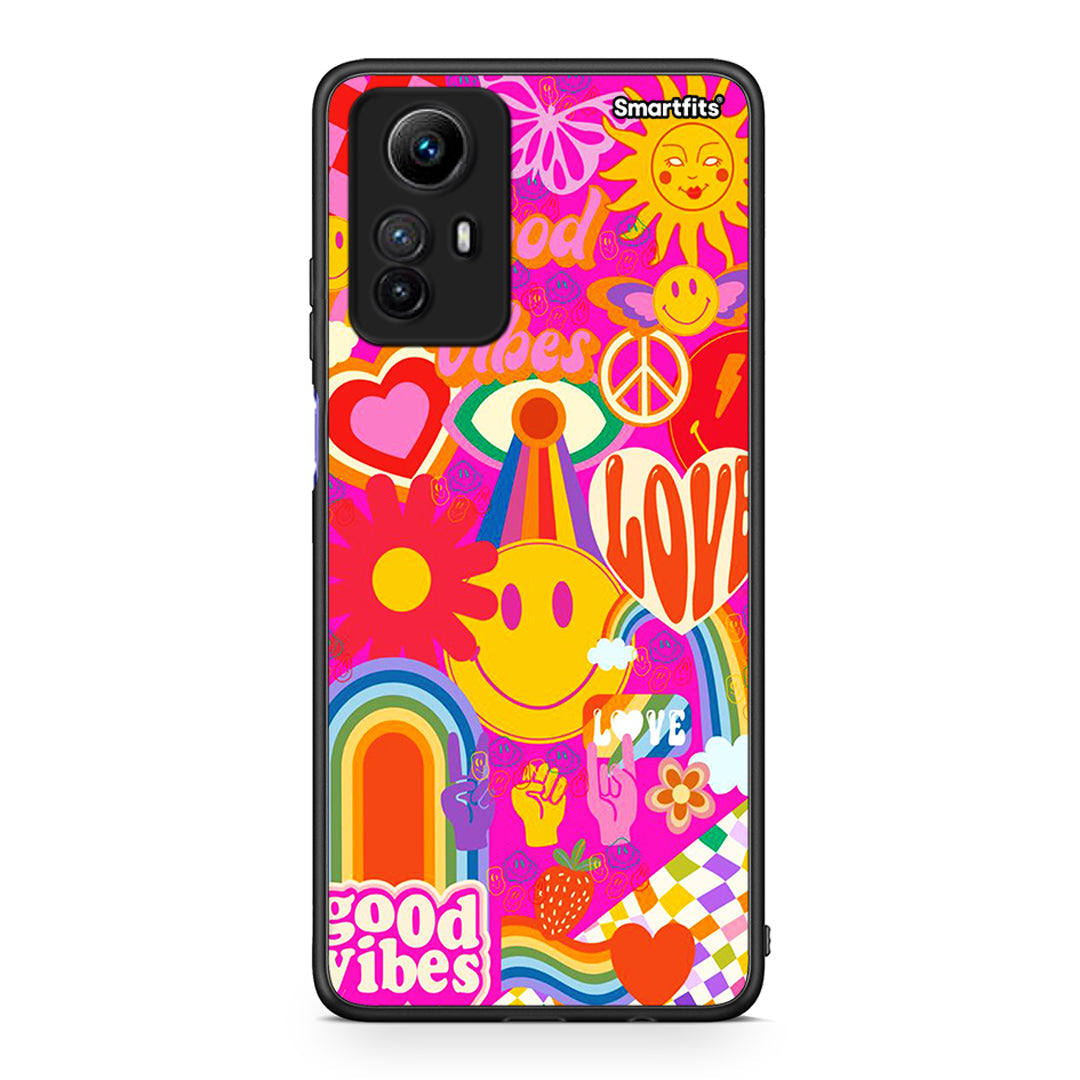 Θήκη Xiaomi Redmi Note 12S / Redmi K60 Pro Hippie Love από τη Smartfits με σχέδιο στο πίσω μέρος και μαύρο περίβλημα | Xiaomi Redmi Note 12S / Redmi K60 Pro Hippie Love Case with Colorful Back and Black Bezels