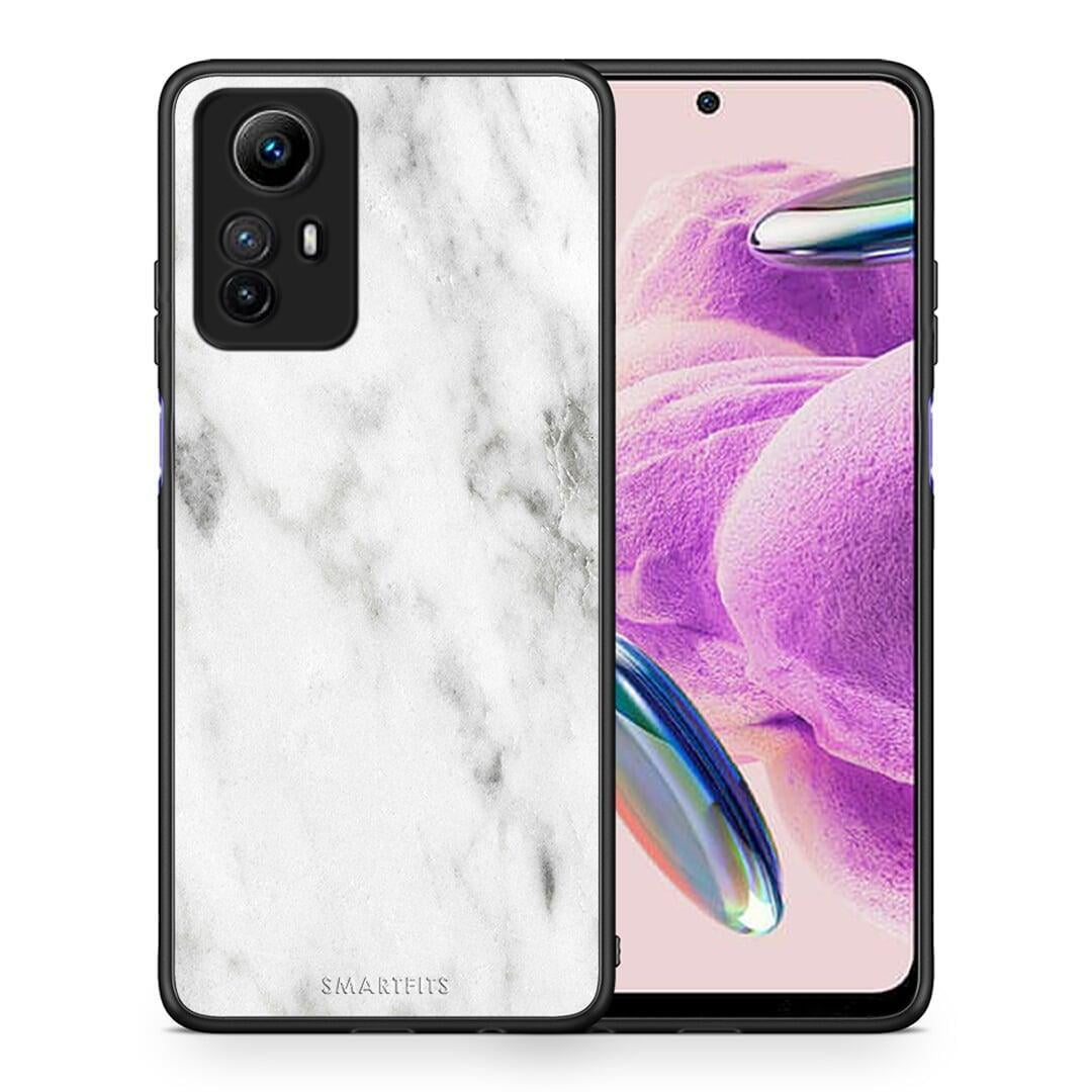 Θήκη Xiaomi Redmi Note 12S / Redmi K60 Pro Marble White από τη Smartfits με σχέδιο στο πίσω μέρος και μαύρο περίβλημα | Xiaomi Redmi Note 12S / Redmi K60 Pro Marble White Case with Colorful Back and Black Bezels