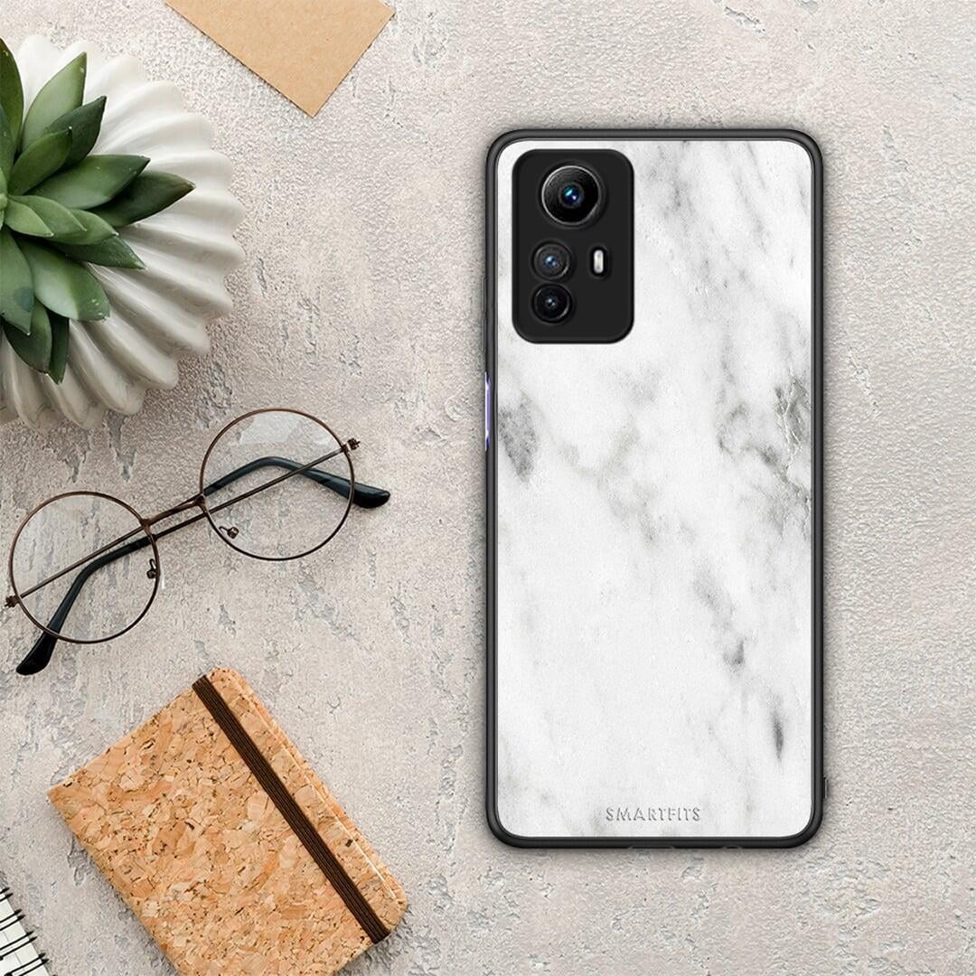 Θήκη Xiaomi Redmi Note 12S / Redmi K60 Pro Marble White από τη Smartfits με σχέδιο στο πίσω μέρος και μαύρο περίβλημα | Xiaomi Redmi Note 12S / Redmi K60 Pro Marble White Case with Colorful Back and Black Bezels